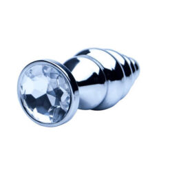 Precious Metals Ribbed Silver Butt Plug