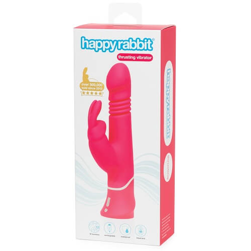 Happy Rabbit Rechargeable Realistic Thrusting Rabbit Vibrator Pink