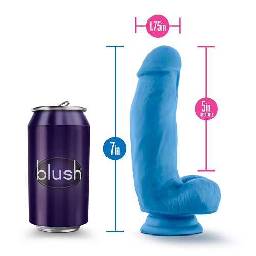 7 inch Realistic Silicone Dual Density Girthy Dildo with Suction Cup and Balls Blue